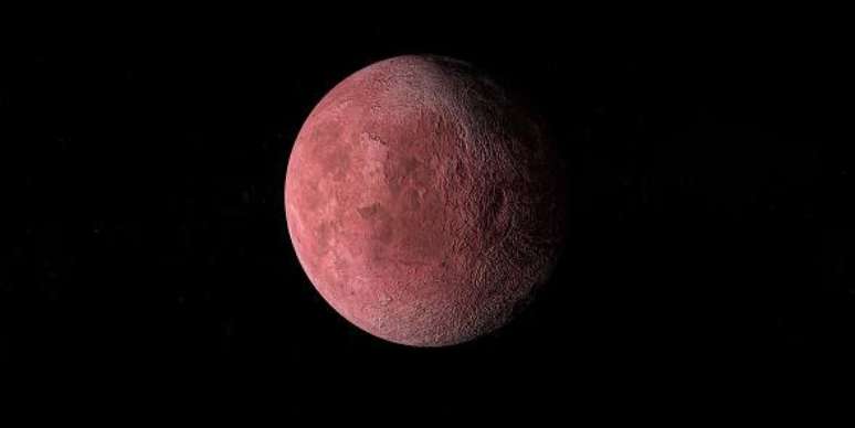 Com aproximadamente 1100 quil&ocirc;metros de di&acirc;metro, Quaoar &eacute; vermelho como seus irm&atilde;os.