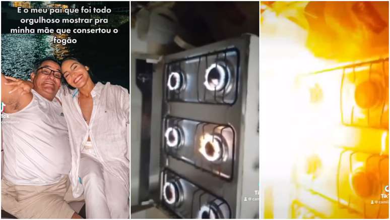 The husband “fixes” the stove burners, shows them to his wife and the result is frightening;  I wait