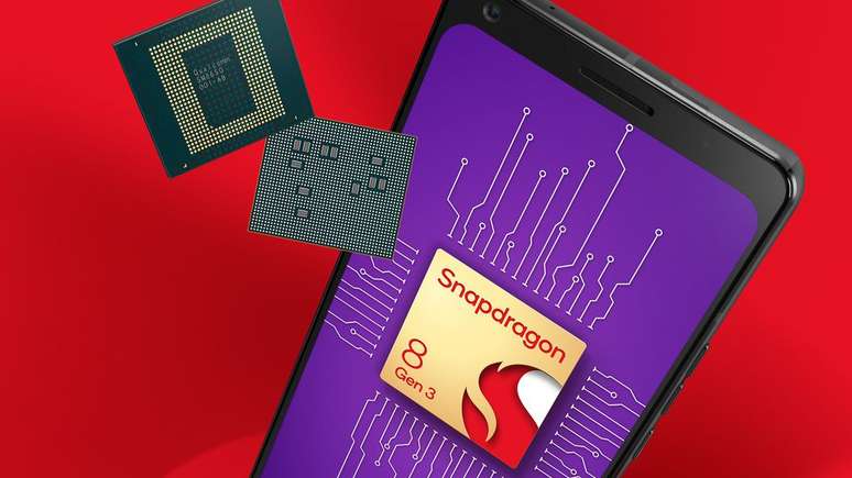 O fato da Samsung mencionar apenas o Snapdragon 8 Gen 3 no material promocional dos sensores de 200 MP reforça rumores de que o Galaxy S24 Ultra usará exclusivamente o chip da Qualcomm (Imagem: Divulgação/Qualcomm)