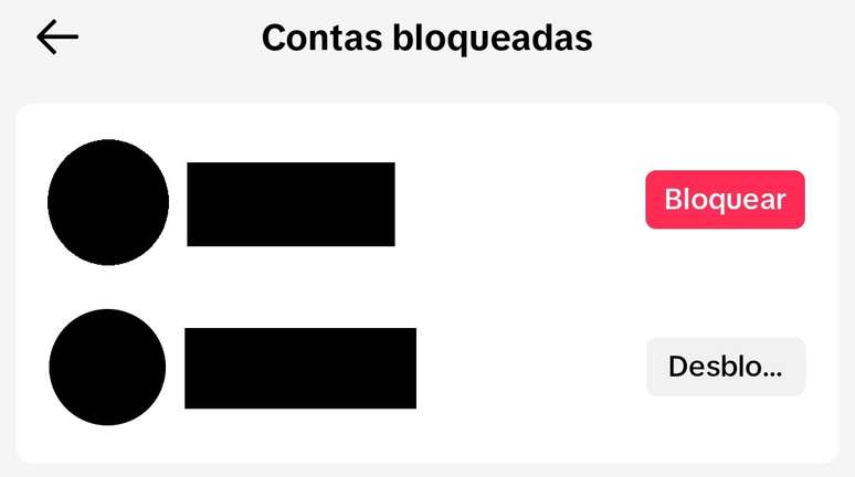 Ao desbloquear uma conta, perceba que o botão automaticamente muda para a opção