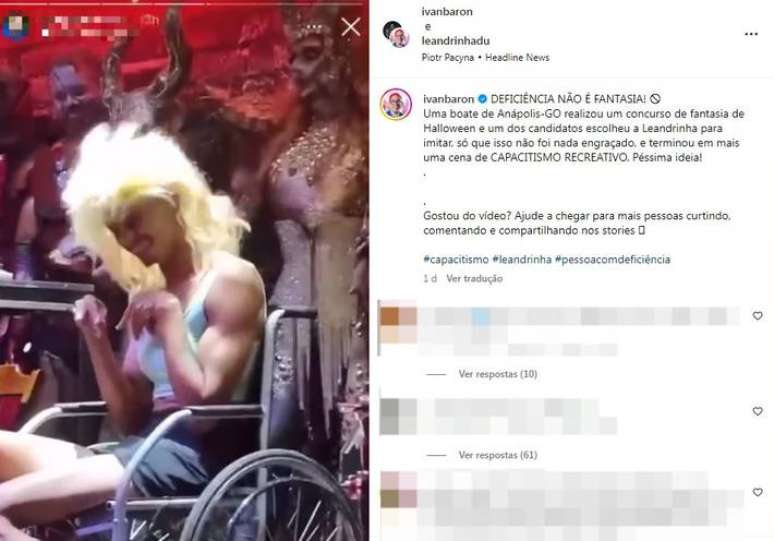 Jovem que "se fantasiou" de Leandrinha Du Art pode responder por discriminação a pessoa com deficiência