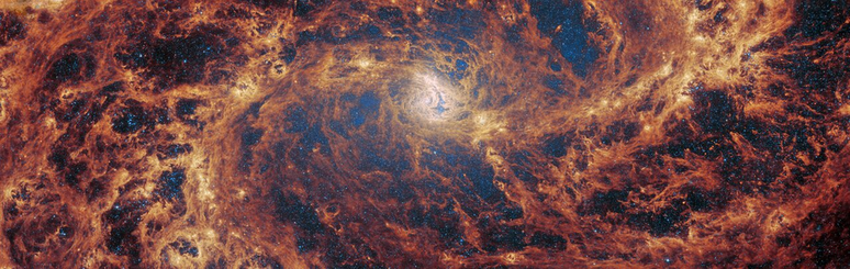 Galáxia NGC 5236 observada pelo telescópio James Webb (Imagem: Reprodução/ ESA/Webb, NASA & CSA, A. Adamo (Stockholm University) and the FEAST JWST team)