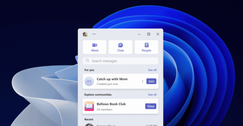 Teams substitui o Chat e reúne recursos de comunicação no Windows 11 (Imagem: Reprodução/Microsoft)