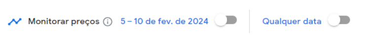 Campos para ativar os alertas de preço do Google Flights, que chegam por e-mail