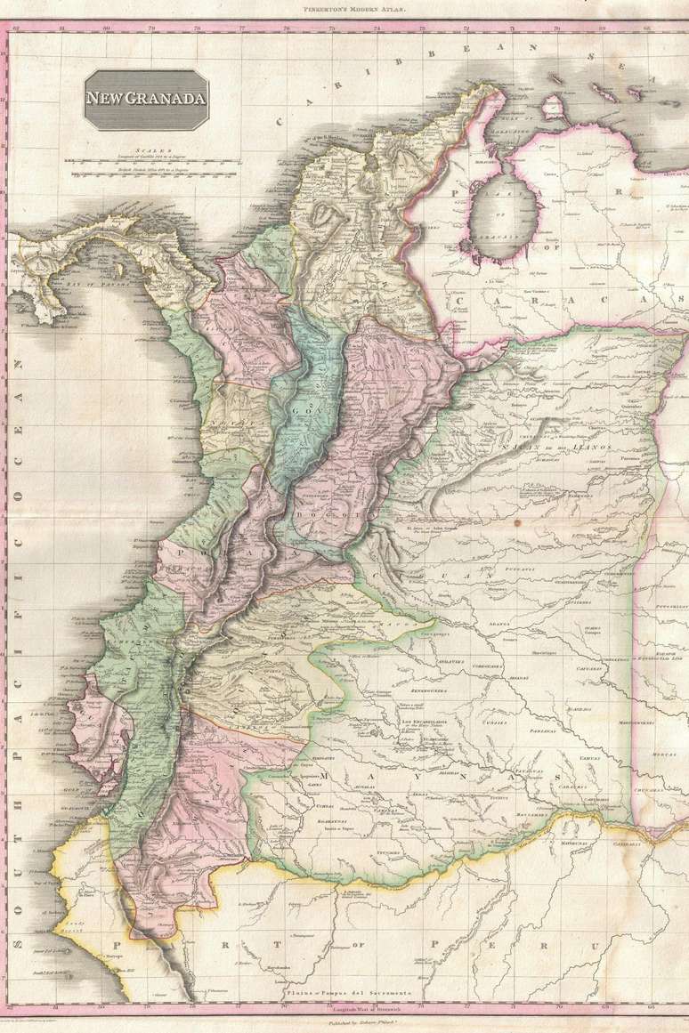 Mapa de Nova Granada em 1818, de Jhon Pinkerton