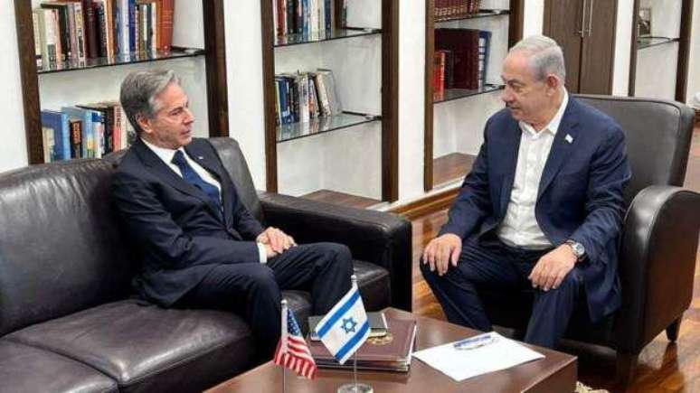 O secretário de Estado dos EUA, Antony Blinken, se encontrou com o primeiro-ministro israelense, Benjamin Netanyahu