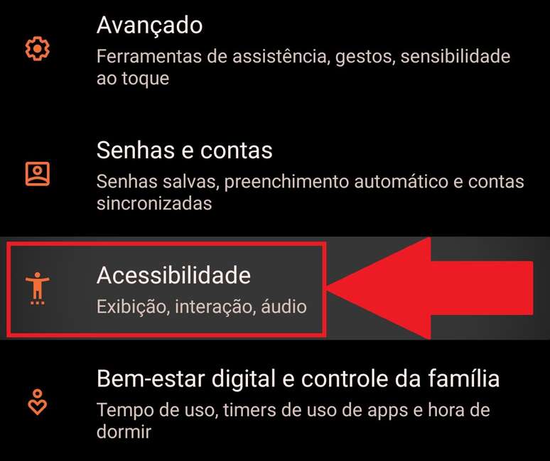 Nas opções de acessibilidade você pode configurar teclas de atalho na tela