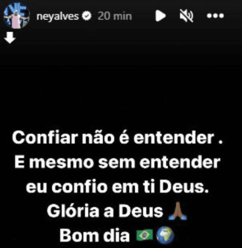 Ney Alves publicou mensagem para o irm&atilde;o como incentivo ap&oacute;s nove meses de pris&atilde;o de Daniel &ndash; Reprodu&ccedil;&atilde;o Instagram