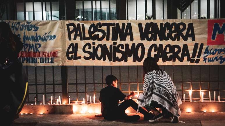 Os palestinos no Chile realizaram vigilias por Gaza