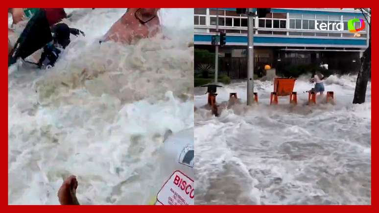 Ressaca atinge praias, assusta banhistas e invade ruas no RJ