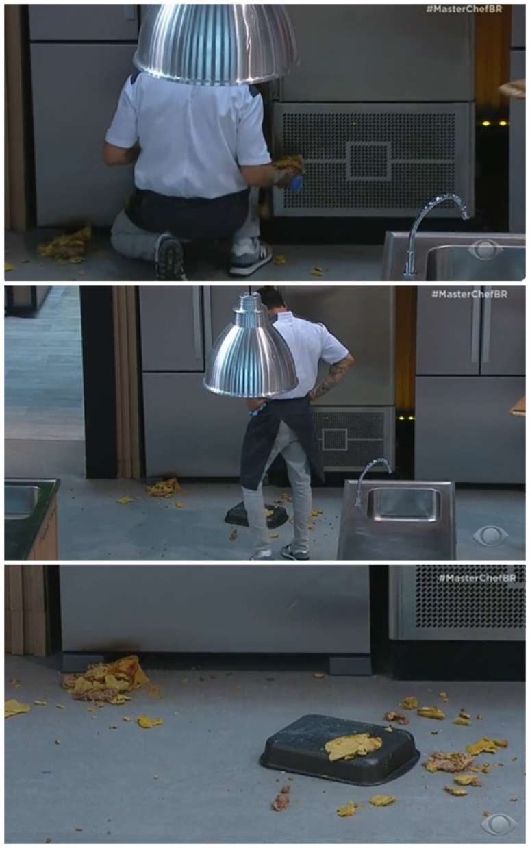 O momento da trag&eacute;dia: terrine no ch&atilde;o e todos em choque com a desclassifica&ccedil;&atilde;o de Mois&eacute;s