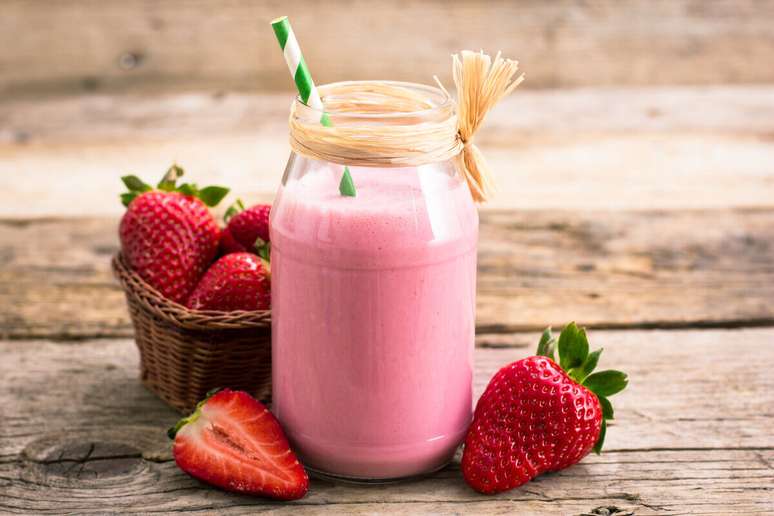 Smoothie proteico de morango