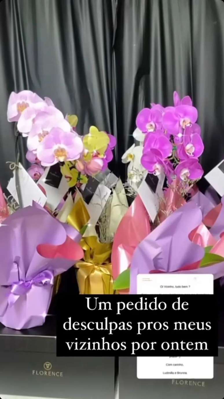 Orquídeas foram enviadas com carta de Ludmilla e Brunna Gonçalves