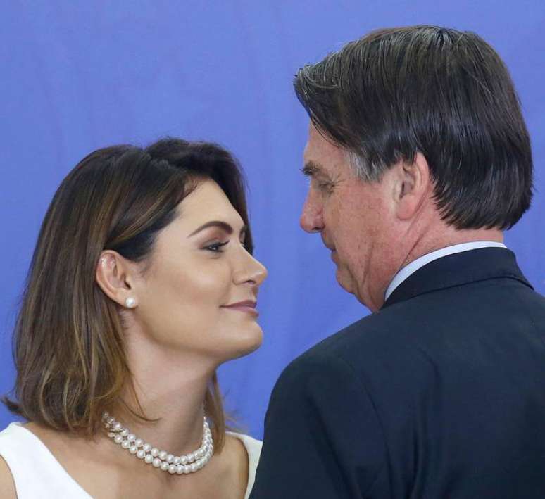 Bolsonaro e a ex-primeira dama, Michelle Bolsonaro