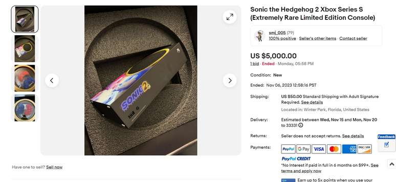 Edição rara do Xbox Series S foi vendida no eBay por R$ 24 mil.