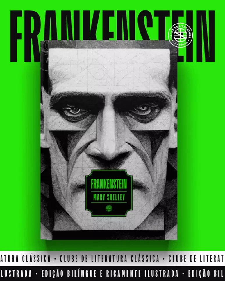 O livro Frankenstein foi desclassificado do Prêmio Jabuti 2023 por uso de AI. (Imagem:Divulgação/Clube de Literatura Clássica)