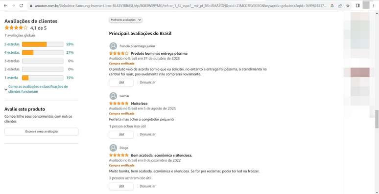 avaliações amazon