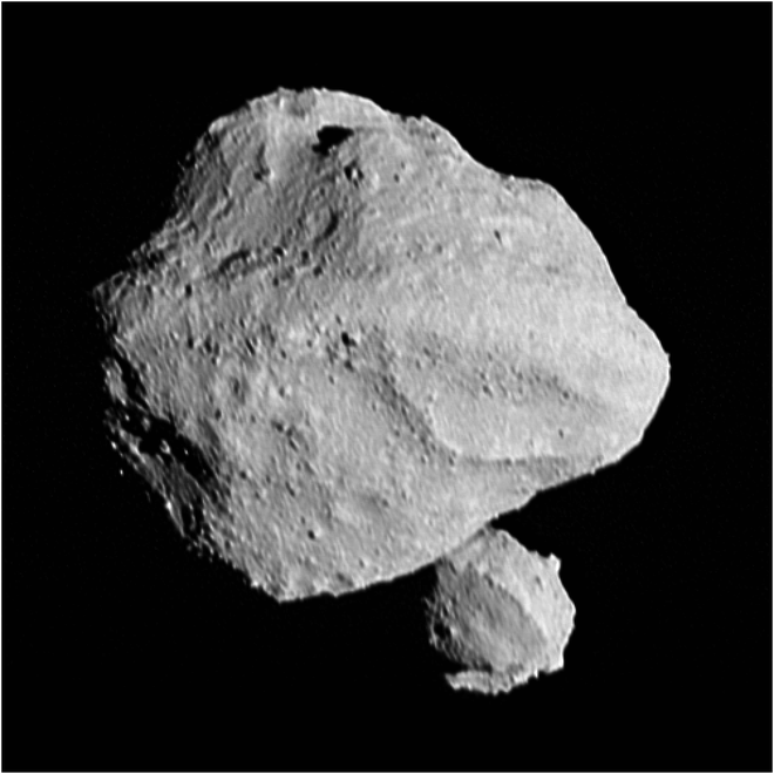 Asteroide Dinkinesh e sua lua (Imagem: Reprodução/NASA/Goddard, SwRI, Johns Hopkins APL, NOIRLab)