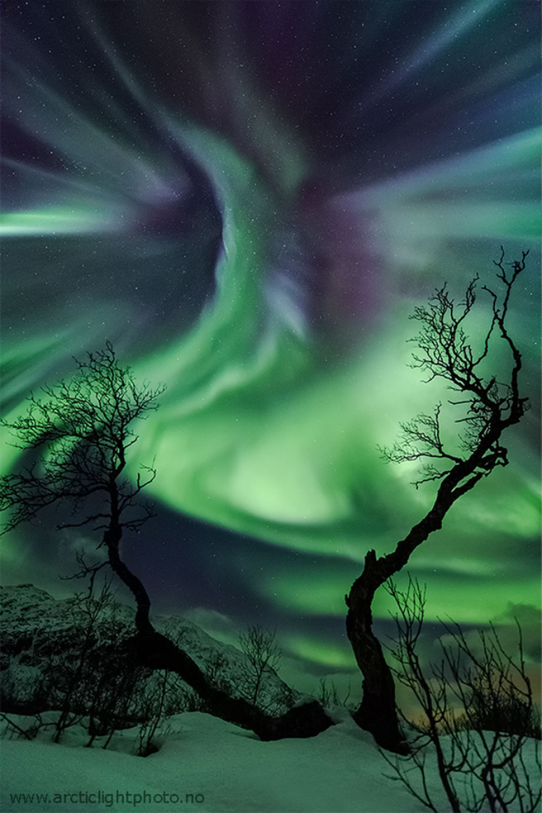 Aurora boreal fotografada na Noruega (Imagem: Reprodução/Ole C. Salomonsen (Arctic Light Photo)