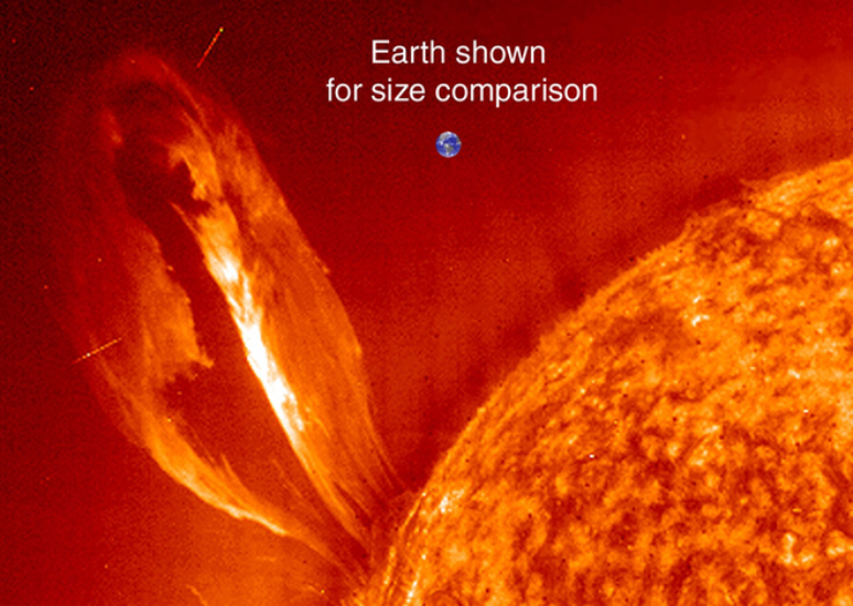 Comparação entre o tamanho da Terra e o do Sol (Imagem: Reprodução/NASA/ESA)