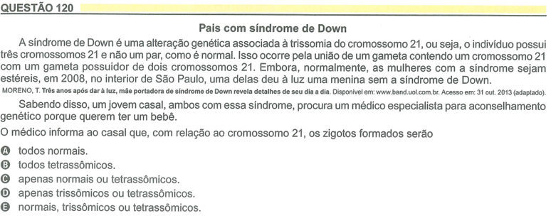 Quest&atilde;o 120 do Enem 2023 (caderno amarelo).&nbsp;