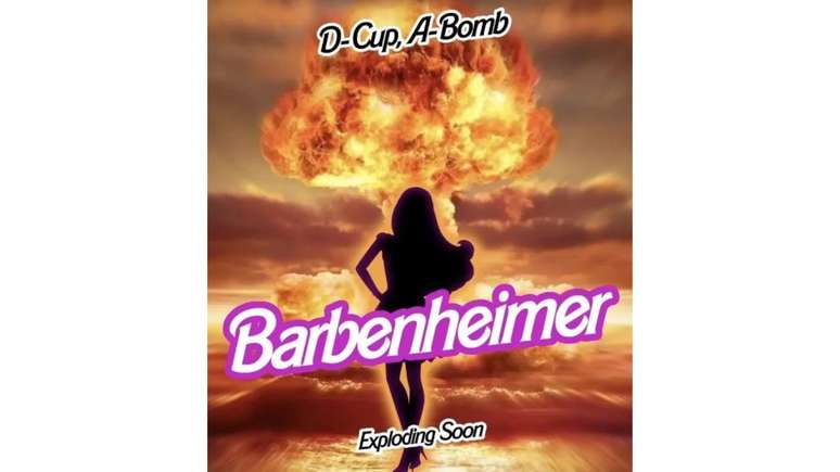 P&ocirc;ster oficial de Barbenheimer divulgado pela Full Moon.