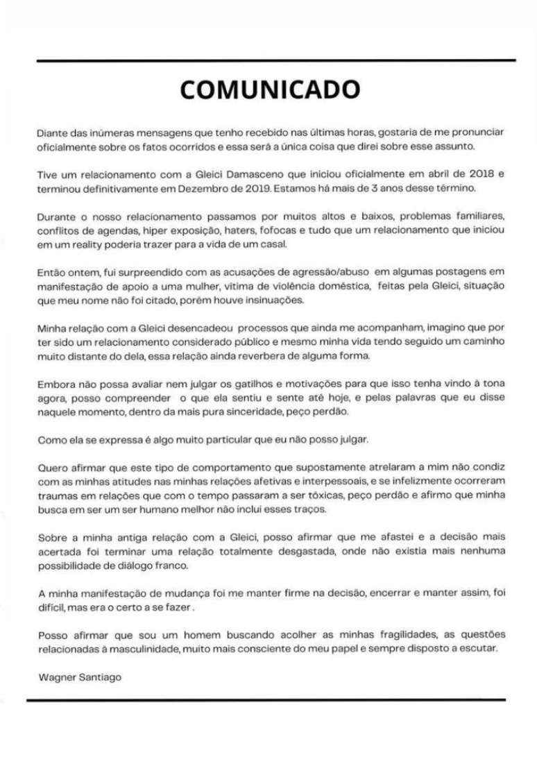 Statement by Wagner Santiago Statement by Wagner Santiago