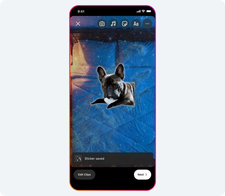 Você pode criar figurinhas para Stories e Reels a partir da galeria.
