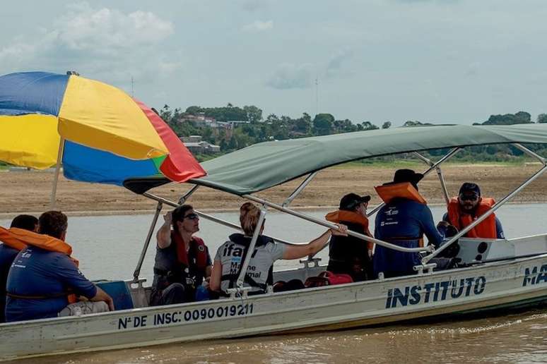 Equipes de diferentes organizações participam de monitoramento de botos na Amazônia