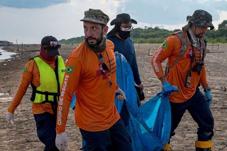 Equipes monitoram praias em busca de botos mortos, que vão para necrópsia