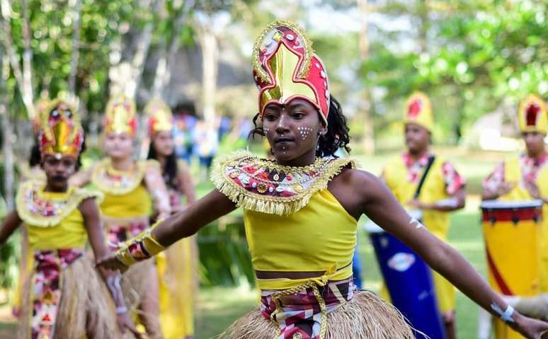Apresentação durante as celebrações dos 35 anos da Fundação Cultural Palmares na Serra da Barriga, Alagoas, onde existiu o Quilombo de Palmares
