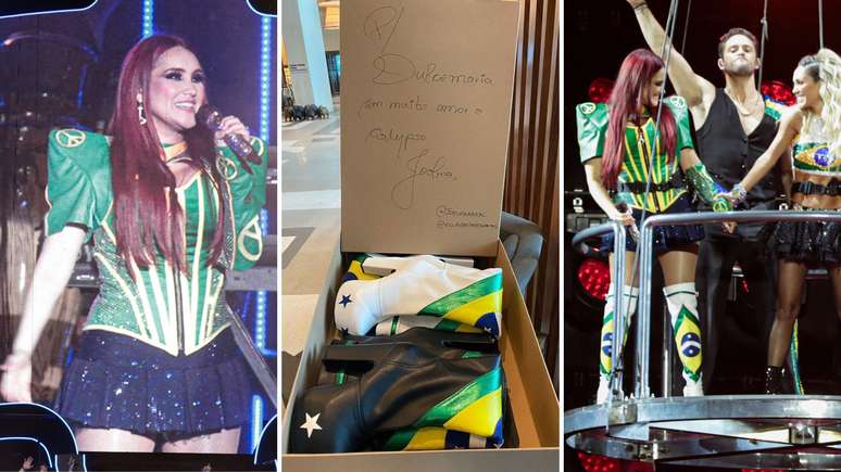 LUXO: Dulce Maria usa botas de Joelma em último show do RBD!