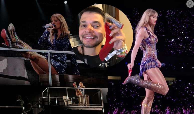 Salto de Taylor Swift cai em show no Rio; fã brasileiro que ficou com o 'mimo' inusitado revela: 'Ela jogou nas minhas mãos'.