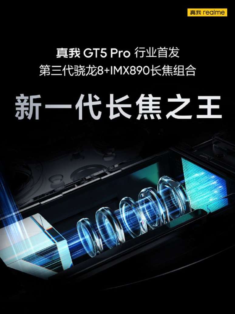 Realme revelou detalhes da câmera telefoto do GT 5 Pro (Imagem: Divulgação/Realme)