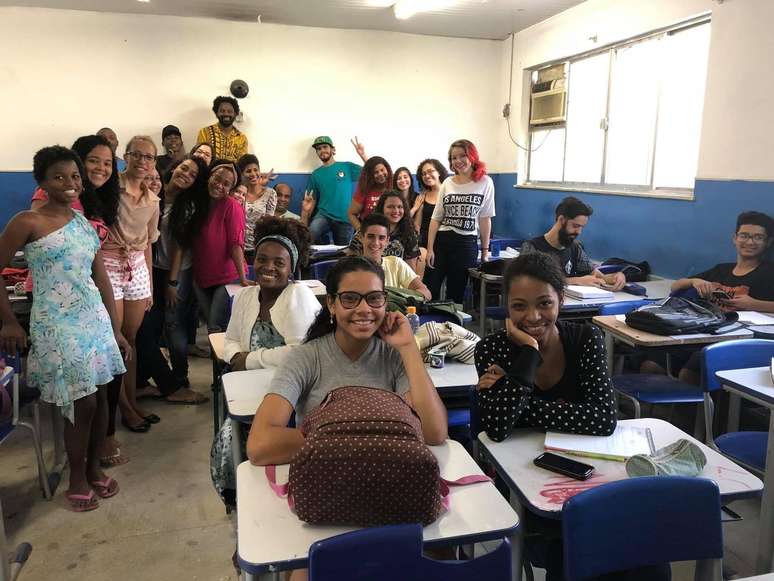 Uma das turmas do pré-vestibular Nelson Mandela, filiado  à Educafro, no Rio de Janeiro