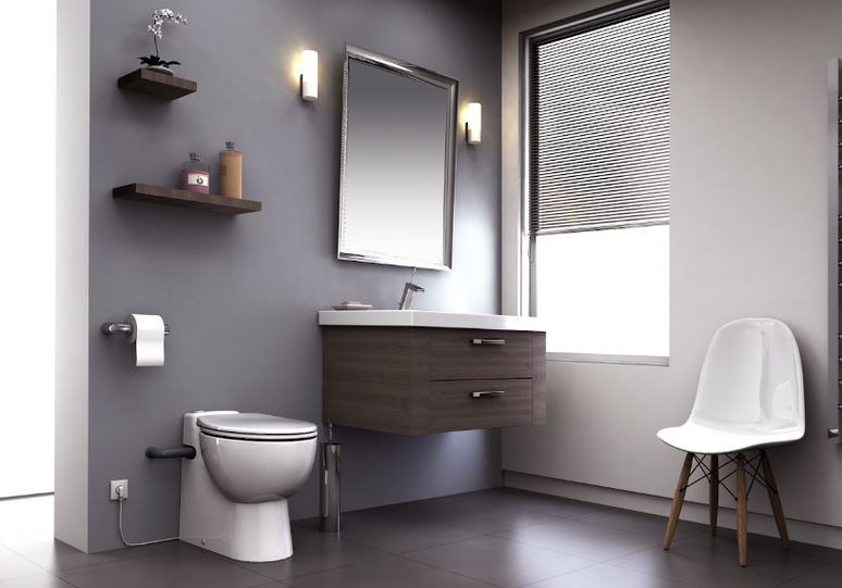 34. Banheiro feminino: cinza é uma cor coringa para ambientes – Foto: Sanitrit