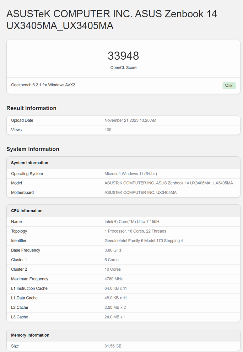 GPU Geekbench OpenCL score 2023