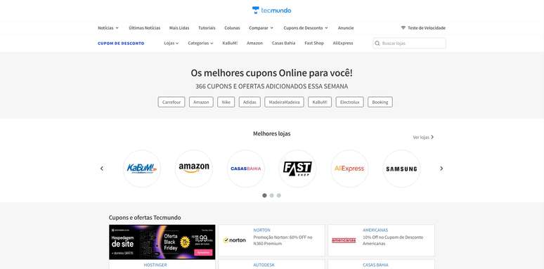 Site do TecMundo traz cupons das principais lojas virtuais do Brasil