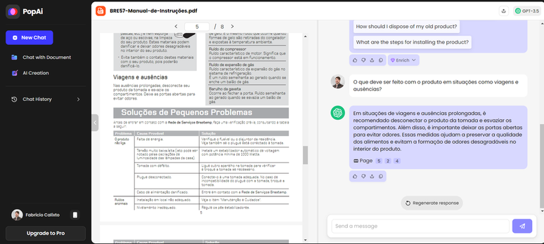 Mit Popai Können Sie Ganz Einfach Einen Chat Innerhalb Einer Pdf-Datei Erstellen (Bild: Screenshot/Fabrício Calixto/Canaltech)