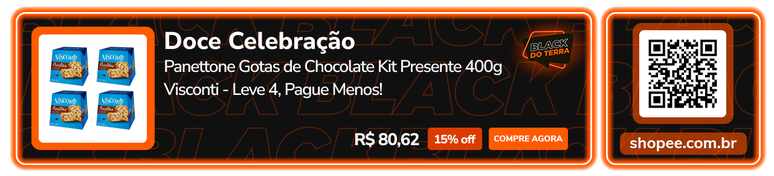 Doce Celebração: Panettone Gotas de Chocolate Kit Presente 400g Visconti - Leve 4, Pague Menos!