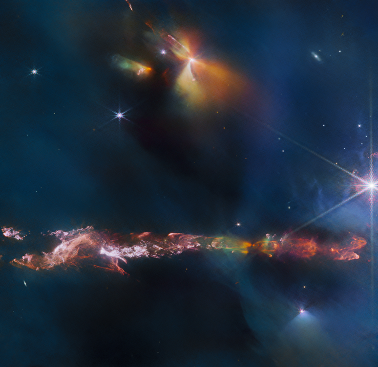 Objeto HH 797 em foto do James Webb (Imagem: Reprodução/ESA/Webb, NASA & CSA, T. Ray (Dublin Institute for Advanced Studies)