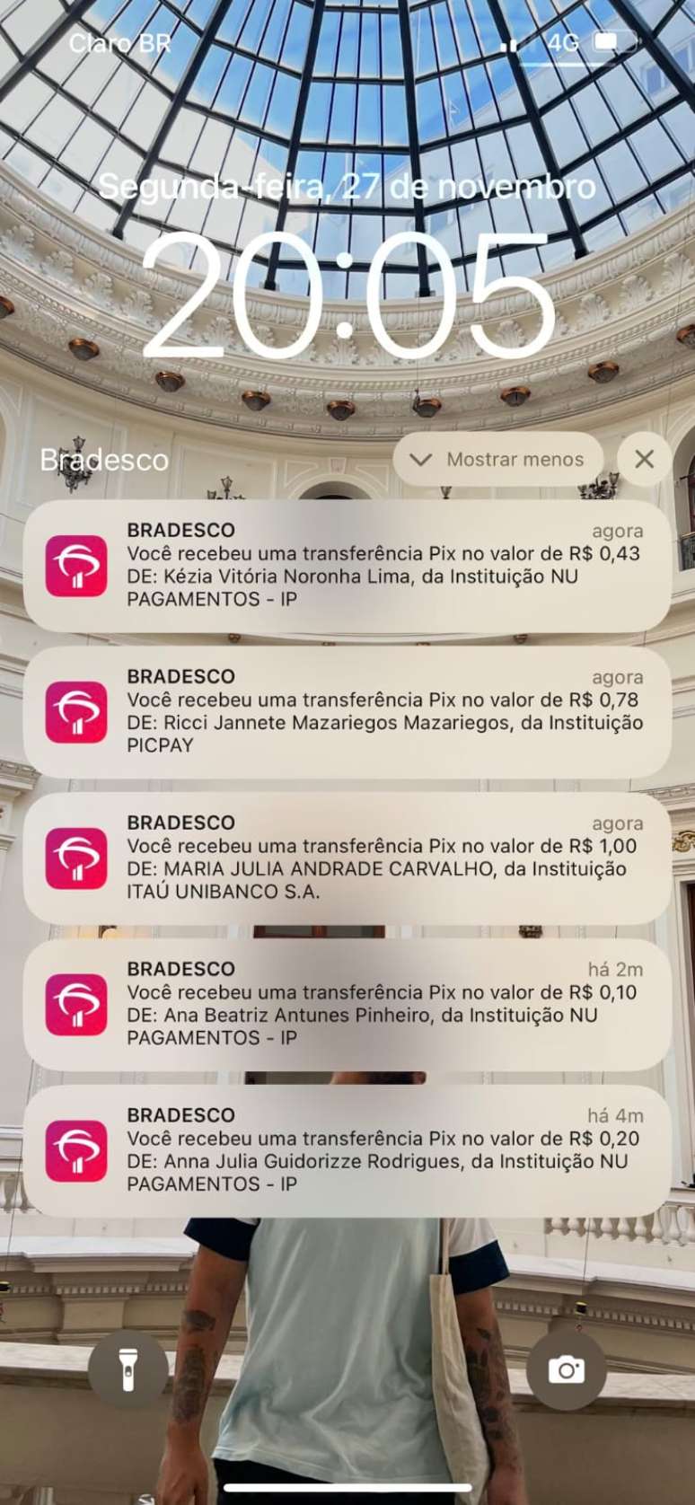 Luan Moraes publicou nas redes sociais print da tela do celular com os Pix recebidos. 