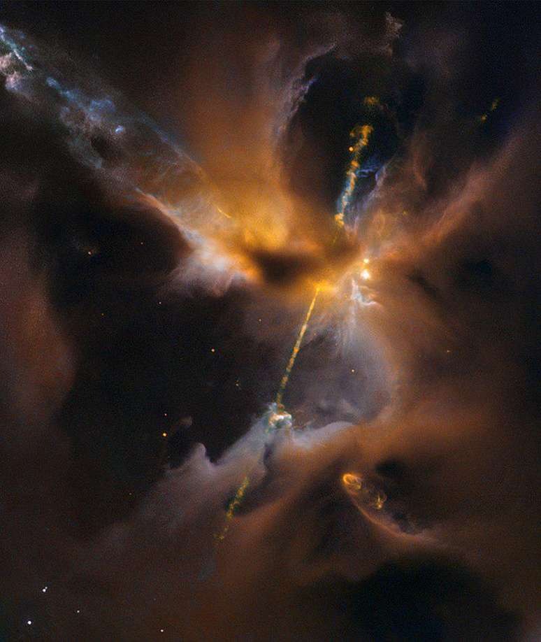 Objeto Herbig-Haro HH 24, na constelação de Órion, capturado pelo Hubble.