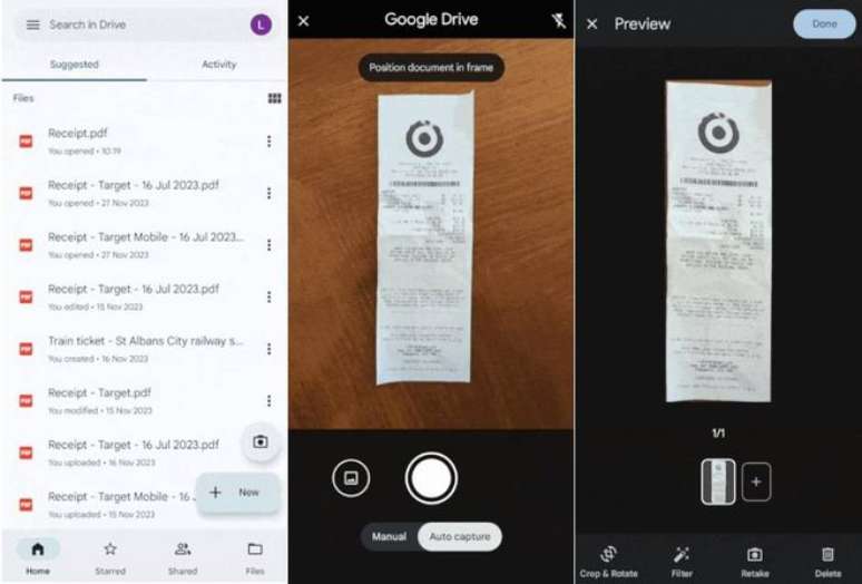 Google Drive para iPhone finalmente ganha recurso para escanear documentos; nos EUA, títulos de arquivos podem ser gerados com IA (Imagem: Divulgação/Google)