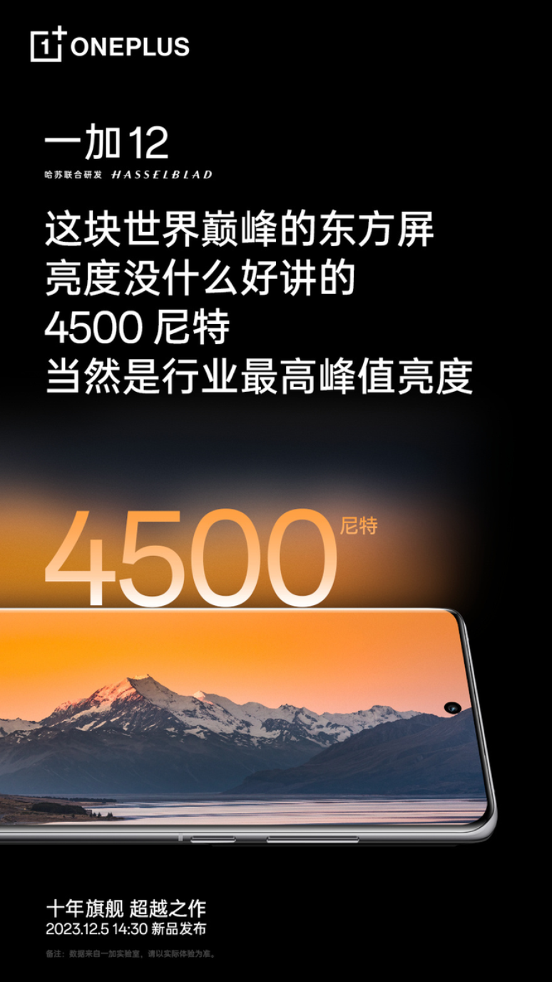 OnePlus 12 terá tela de 4.500 nits (Imagem: Divulgação/OnePlus)