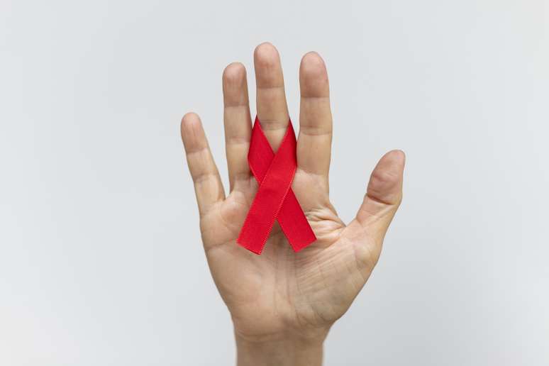 Símbolo da campanha de prevenção à AIDS