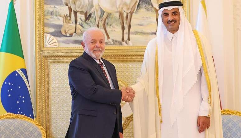 Lula e o emir do Qatar, Tamim bin Hamad al-Thani, em Doha 