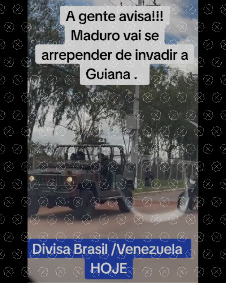 Vídeo que mostra veículos militares e tanques de guerra circula no TikTok com legenda que diz que gravação foi feita na fronteira com a Venezuela