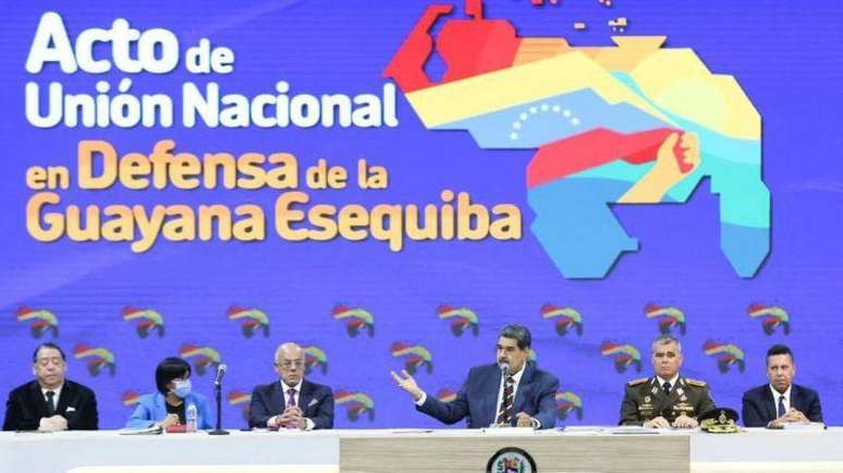 Maduro organizou um 'ato em defesa' do Essequibo' em Caracas, no dia 7 de novembro de 2023