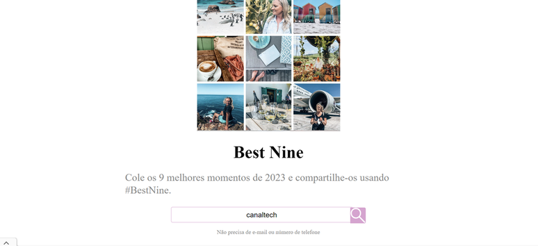 É possível usar o Best Nine no computador para recapitular as publicações mais curtidas do seu Instagram em 2023 (Imagem: Captura de tela/Fabrício Calixto/Canaltech)